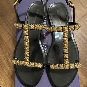 BRAND NEW Stuart Weitzman Jelrose Studded Black Jelly Sandals - Women’s Size 8M